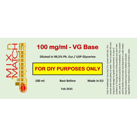 100 ml of 100 mg/ml Nicotine Base in VG